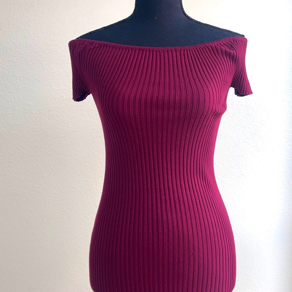 Off-the-Shoulder Ribbed Midi Dress - Picture 2 of 2
